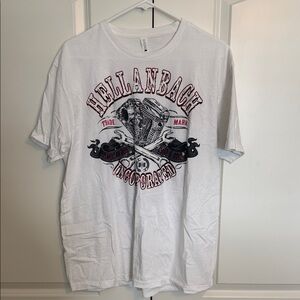 Hellanbach Next Level Apparel White Tee with Red and Black Design